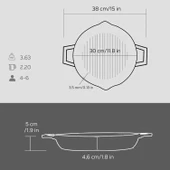 Lava Döküm Yuvarlak Izgara Tavası Döküm Demir Yekpare Çift Kulplu Konkav Taban 15mm. Çap(Ø)30cm. - 5