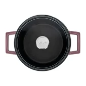 Lava Döküm Yuvarlak Tencere Cam kapaklı. Glaze Çap(Ø)24cm.  Mor thumbnail 3