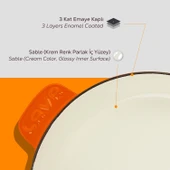 Lava Döküm Yuvarlak Kızartma Tavası Döküm Demir Yekpare Saplı Edition Serisi Çap(Ø)28cm.  Turuncu thumbnail 6