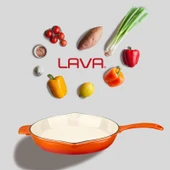 Lava Döküm Yuvarlak Kızartma Tavası Döküm Demir Yekpare Saplı Edition Serisi Çap(Ø)28cm.  Turuncu thumbnail 7