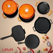 Lava Döküm 6x Trendy Serisi 9 Parça Tencere & Tava Seti  Turuncu thumbnail 8