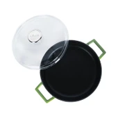 Lava Döküm Çok Amaçlı Yayvan Tencere. Glaze Serisi Çap(Ø)24cm. - Kırmızı  Yeşil thumbnail 2