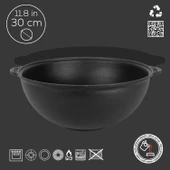 Lava Döküm Yuvarlak Kazan / Tencere. Döküm Demir Yekpare Kulplu Çap(Ø)30cm. thumbnail 2