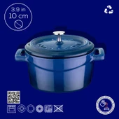 Lava Döküm Mini Tencere. Trendy Serisi Çap(Ø)10 cm.  Mavi thumbnail 4