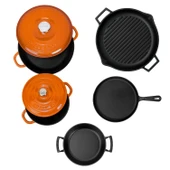 Lava Döküm 5x Trendy Serisi 8 Parça Tencere & Tava Seti  Turuncu thumbnail 4