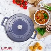 Lava Döküm Yuvarlak Tencere. Folk Çap(Ø)24cm.  Mor thumbnail 7