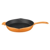 Lava Döküm Yuvarlak Izgara Tavası Döküm Demir Yekpare Saplı Spring Serisi Çap(Ø)28cm.  Turuncu thumbnail 1