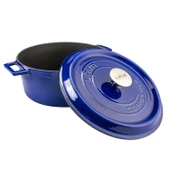 Lava Döküm Yuvarlak Tencere Döküm Demir Yekpare Kulplu Premium Serisi Çap(Ø)28cm.  Mavi thumbnail 2