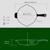 Lava Döküm Yuvarlak Izgara Tava Döküm Demir Yekpare Saplı Çap(Ø)28cm.  Yeşil thumbnail 5