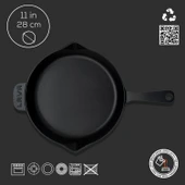 Lava Döküm Yuvarlak Kızartma Tavası Döküm Demir Yekpare Saplı. Çap(Ø)28cm thumbnail 4
