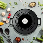 Lava Döküm Yuvarlak Tencere. Folk Çap(Ø)28cm.  Siyah - 7