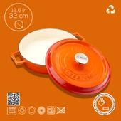 Lava Döküm Çok Amaçlı Yayvan Tencere Döküm Demir Yekpare Kulplu Edition Serisi Çap(Ø)32cm. Turuncu - 4