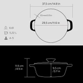 Lava Döküm Yuvarlak Tencere Döküm Demir Kapak Experience Serisi Çap(Ø)28cm  Siyah thumbnail 5