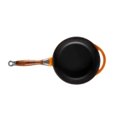 Lava Döküm Yuvarlak Kızartma Tavası Döküm Demir Sök - Tak Ahşap Sap Çap(Ø)24cm  Turuncu thumbnail 3