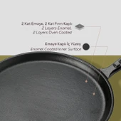 Lava Döküm Yuvarlak Pizza Krep Pankek Tavası Döküm Demir Yekpare Saplı Çap(Ø)26cm. thumbnail 6