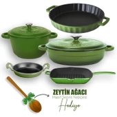 Lava Döküm 5X New Heritage Serisi Döküm Demir Tencere & Tava Seti  Yeşil thumbnail 1
