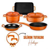 Lava Döküm 5x Trendy Serisi 8 Parça Tencere & Tava Seti  Turuncu thumbnail 1