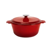 Lava Döküm Yuvarlak Tencere Döküm Demir Yekpare Kulplu. Çap(Ø)26cm. - Kırmızı thumbnail 1