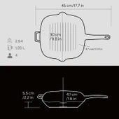 Lava Döküm Kare Izgara Tava Döküm Demir Yekpare Saplı Ölçü 26x26cm.  Siyah thumbnail 5