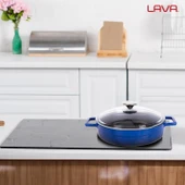 Lava Döküm Çok Amaçlı Yayvan Tencere. Glaze Serisi Çap(Ø)24cm. - Kırmızı  Mavi thumbnail 7