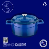 Lava Döküm Yuvarlak Tencere. Trendy Çap(Ø) 18cm.  Mavi thumbnail 3