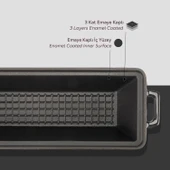 Lava Döküm Ekmek Tenceresi / Terrine Serisi. Ölçü 11x29cm.  Siyah thumbnail 6