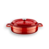 Lava Döküm Trendy Serisi Yuvarlak Derin ve Sığ 5 Parça Tencere Tava Çeyiz Seti  Kırmızı thumbnail 4
