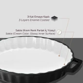 Lava Döküm Yuvarlak Rosto ve Fırın Tepsisi Edition Serisi Döküm Demir Yekpare Çift Kulplu Çap(Ø)30cm.  Siyah - 6