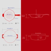 Lava Döküm 2X Edition Serisi Özel Koleksiyon Döküm Demir Tencere & Tava Seti  Kırmızı thumbnail 6