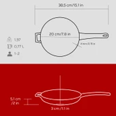 Lava Döküm Yuvarlak Kızartma Tavası Döküm Demir Yekpare Saplı  Çap(Ø)20cm.  Kırmızı thumbnail 5