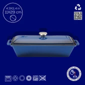 Lava Döküm Ekmek Tenceresi / Terrine Serisi. Ölçü 11x29cm.  Mavi thumbnail 4