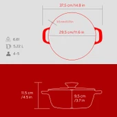 Lava Döküm Yuvarlak Tencere Döküm Demir Kapak Experience Serisi Çap(Ø)28cm  Kırmızı thumbnail 5