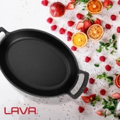 Lava Döküm Oval Sahan Döküm Demir Yekpare Çift Kulplu Ölçü 23x17cm.  Kırmızı thumbnail 7