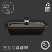 Lava Döküm Ekmek Tenceresi / Terrine Serisi. Ölçü 11x29cm.  Siyah thumbnail 4