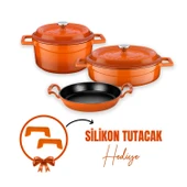 Lava Döküm 3x Trendy Serisi 6 Parça Tencere Seti  Turuncu - 1
