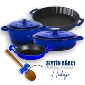 Lava Döküm 4X New Heritage Serisi Döküm Demir Tencere Tava Seti  Mavi - 1
