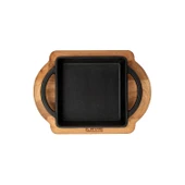 Lava Döküm Kare Sahan Döküm Demir Yekpare Çift Kulplu Kayın Servis Ahşabı Ölçü 12x12cm. - 3
