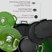 Lava Döküm 6x Trendy Serisi 9 Parça Tencere & Tava Seti Yeşil - 7