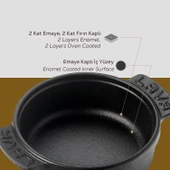 Lava Döküm Yuvarlak Güveç Kabı Döküm Demir Yekpare Çift Kulplu Çap(Ø)14cm. - 5
