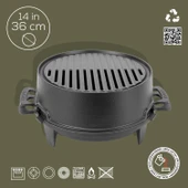 Lava Döküm Yuvarlak Mangal Izgara Set Döküm Demir Yekpare Çift Kulplu Çap (Ø)36cm. - 5