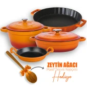 Lava Döküm 4X New Heritage Serisi Döküm Demir Tencere Tava Seti  Turuncu thumbnail 1