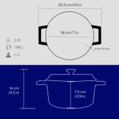 Lava Döküm Yuvarlak Tencere. Trendy Çap(Ø) 18cm.  Mavi thumbnail 4