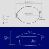 Lava Döküm Yuvarlak Tencere. Folk Çap(Ø)28cm.  Mavi thumbnail 5