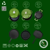 Lava Döküm 6x Trendy Serisi 9 Parça Tencere & Tava Seti Yeşil - 5