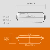Lava Döküm Ekmek Tenceresi / Terrine Serisi. Ölçü 11x29cm.  Turuncu - 5