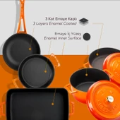 Lava Döküm 5x Trendy Serisi 8 Parça Tencere & Tava Seti  Turuncu thumbnail 5