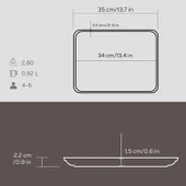 Lava Döküm Dikdörtgen Servis Tabağı Ölçü 34x25cm. thumbnail 3