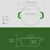 Lava Döküm Yuvarlak Tencere Döküm Demir Kapak Experience Serisi Çap(Ø)28cm  Yeşil thumbnail 5