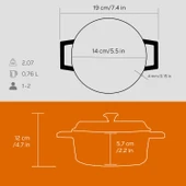 Lava Döküm Yuvarlak Tencere. Trendy Çap(Ø) 14cm.  Turuncu thumbnail 4