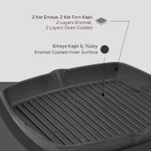 Lava Döküm Kare Izgara Tava Döküm Demir Yekpare Saplı. Ölçü 26x26cm. thumbnail 5